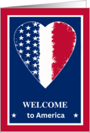 For Foreign Exchange Student Welcome to America with Patriotic Heart card