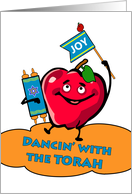Simchat Torah Dancing With the Torah and Apple Joy card