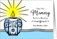Brother Custom Yahrzeit with Jewish Memorial Candle Illustration card