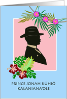 Prince Jonah Kuhio Kalanianaole Day with Silhouette and Flowers card