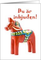 You’re Invited Invitation in Swedish with Red Dala Horse card