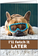 Funny Retirement Announcement with French Bulldog Wearing Goggles card
