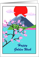 Golden Week Custom Front Mount Fuji with Cherry Blossoms card