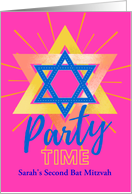 For Her Second Bat Mitzvah Party Invitation with Large Star of David card
