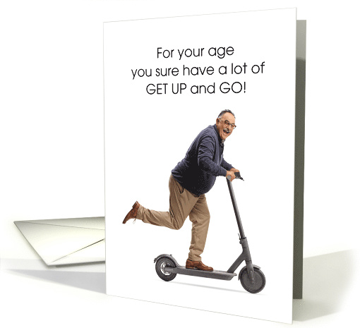 Funny Get Well Passing Kidney Stones Old Guy on Scooter card (1793886)