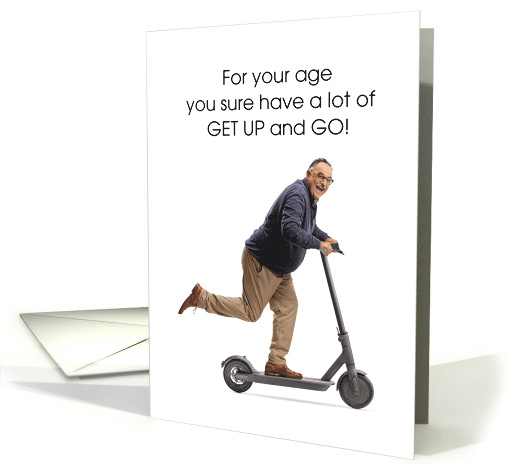 Funny Get Well from Broken Hip with Older Man on Scooter card