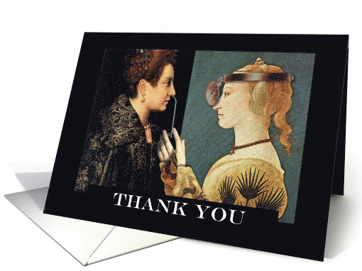 Funny Thank You Renaissance Paintings with Female ENT Doctor card