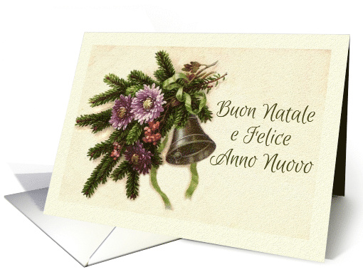 Italian Christmas Buon Natale Vintage Greens with Flowers... (721248)