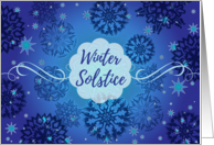 Winter Solstice with Snowflakes and Stars in Blue card