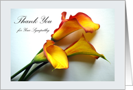Thank You for Sympathy with Calla Lily Flowers card