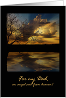 Birthday for Dad from Son, Angel from Heaven, Dramatic Sky and Lake card