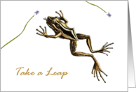 Leap Year Day with Vintage Leaping Frog Catching Flies card