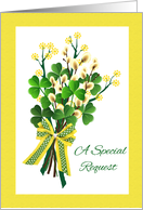 Flower Girl Invitation for St Patrick’s Day Wedding Shamrock Bouquet card