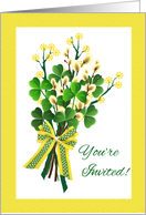 Wedding Invitation St Patrick’s Day with Spring Shamrock Bouquet card