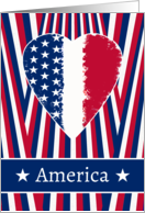 Labor Day with American Patriotic Heart and Flag Design card