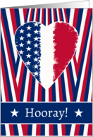 Military Commissioning Congratulations Hooray with Patriotic Heart card