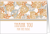 Music at Service Thank You with Leaf and Plant Shapes card