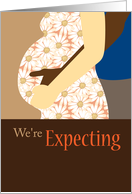 Pregnancy Expecting Announcement, Interracial Couple card
