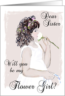 Dear Sister-Will you be my flower girl?- Digital painting of young girl card