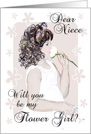 Dear Niece-Will you be my flower girl? -Digital painting of young girl. card
