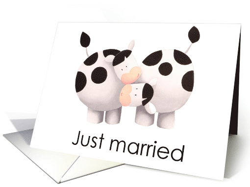 Just Married with Two Cows in Love Blank card (272622)