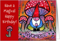 Yoga Gnome Magical Peaceful Happy Birthday card