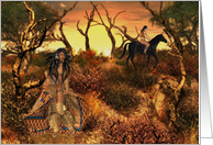 Native American Day, Natives in Autum Scene card