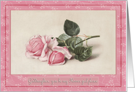 Flower girl Goddaughter Request, Antique Roses Pink Cream card