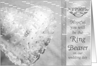 Ring Bearer Nephew Request Black and White Heart Pillow card