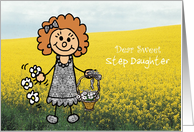 Flower Girl - Step Daughter - Cute Stick Figure Girl card