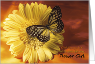 Flower Girl Goddaughter Invitation - Elegant Butterfly on a Yellow Gerber Daisy card