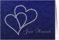 Just Married Announcement - Diamond Hearts Design card