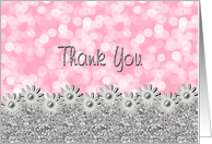 Thank You - Shower Gift - Bokeh and Flowers in Silver card