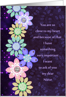 Flower Girl Invitation - Niece - Flowers - Bokeh - Patterns card