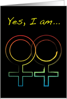 yes i am a lesbian : coming out invitations card