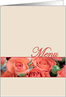 Wedding Menu Card Peach Roses Cream card