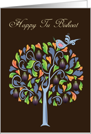 Tu Bishvat - Fig Tree And Bird - Card For Tu Bishvat card