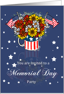 Memorial Day Card Party Invitation With Flowers In Mug card