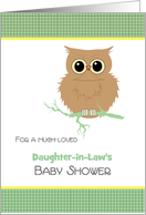 Daughter-in-Law Baby Shower Cute Little Brown Owl Customize Relation card