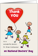 National Doctors’ Day Thank You Kids Heart Balloon Custom Name card