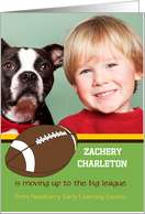 Preschool Moving up Announcement Football Photo Custom Photo and Name card