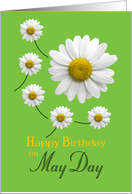 May Day Birthday Daisy Design on Spring Green card