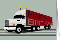 Trucker Happy Birthday with White Cab and Red Shipping Container card