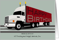 Trucker Custom Happy Birthday White Cab and Red Shipping Container card