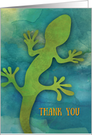 Thank You Reptile Veterinarian Green Lizard Design on Blue card