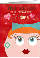 Awesome New Grandma Mother’s Day Retro Lady Red Lipstick and Earrings card