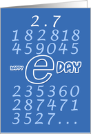 E Day February 7th 2.7 Irrational Math Equation Numbers on Blue card