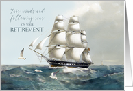 Retirement Military Service East Indiamen Ship in Full Sail Fair Winds card