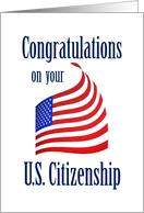 Congratulations on your US Citizenship Flag Graphic Red White Blue card