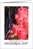 Memorial Day invitation-Flags and tulips card